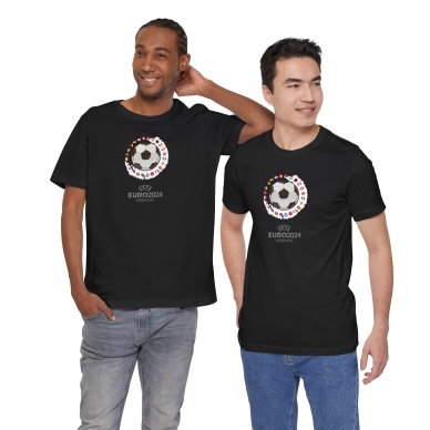 Unisex EURO 2024 Baskılı Siyah Basic Tshirt