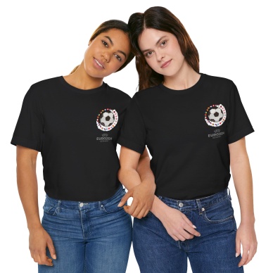 Unisex EURO 2024 Cep Baskılı Siyah Basic Tshirt