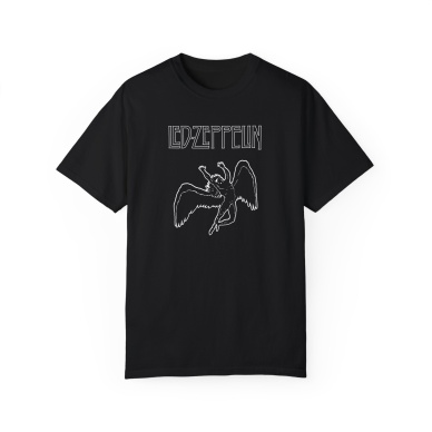 Unisex Led Zeppelin Baskılı Siyah Basic Tshirt