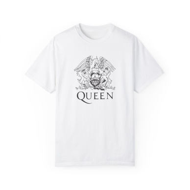 Unisex Queen Yazı Baskılı Metal Beyaz Basic Tshirt