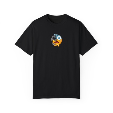 Unisex Kederli Yüz Zombi Emoji Baskılı Siyah Basic Tshirt