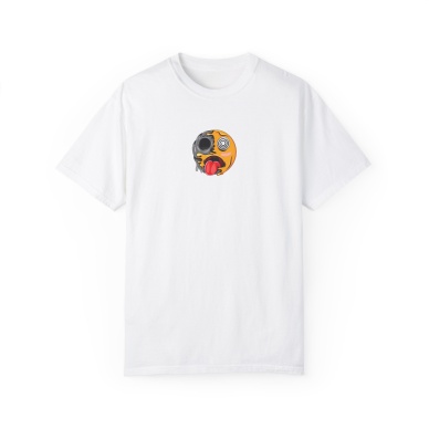 Unisex Yanan Surat Zombi Emoji Baskılı Beyaz Basic Tshirt