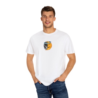 Unisex Işık Halkalı Yüz Zombi Emoji Baskılı Beyaz Basic Tshirt