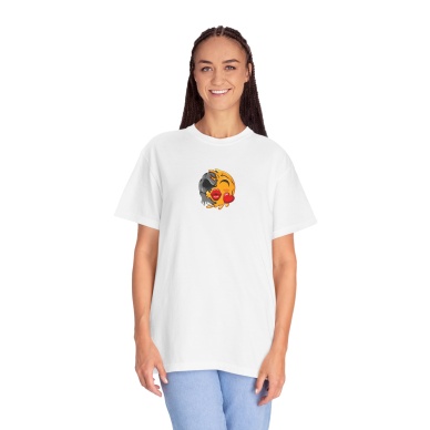 Unisex Öpücük Gönderen Yüz Zombi Emoji Baskılı Beyaz Basic Tshirt