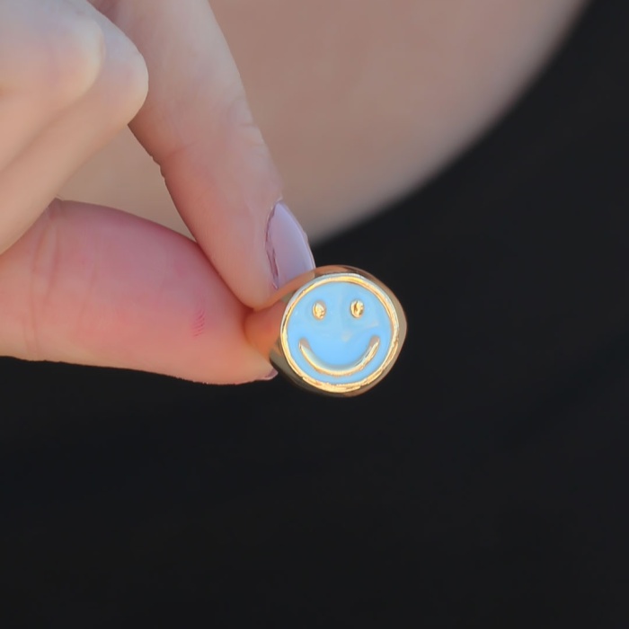 Ayarlamalı Mavi Mineli Smile Yüzük