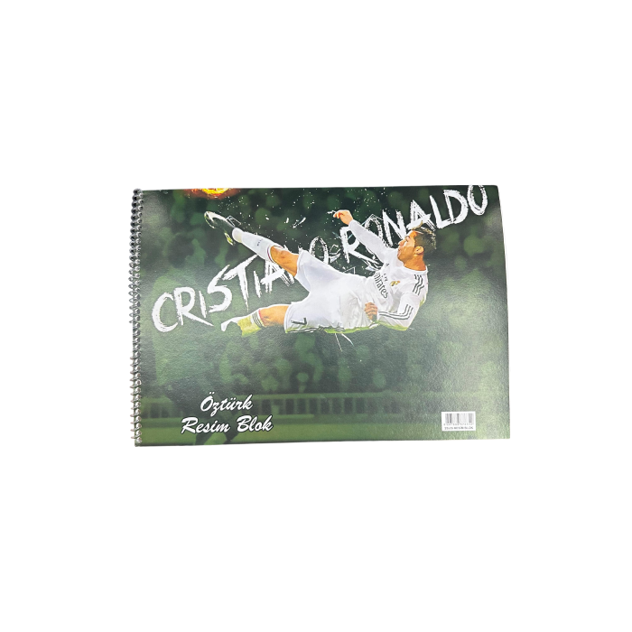 Öztürk 25x35 cm Karton Kapak Spiralli 15 Yaprak Resim Defteri Cristiano Ronaldo Kapaklı