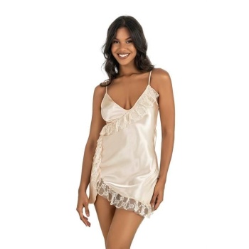 Arias Closet Fildişi Kısa Saten Gecelik 8229