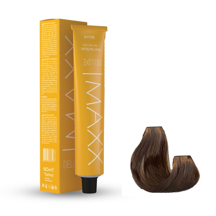 Maxx Deluxe Tüp Boya 8.00 Yoğun Açık Kumral 60 ml x 4 Adet + Sıvı Oksidan 4 Adet