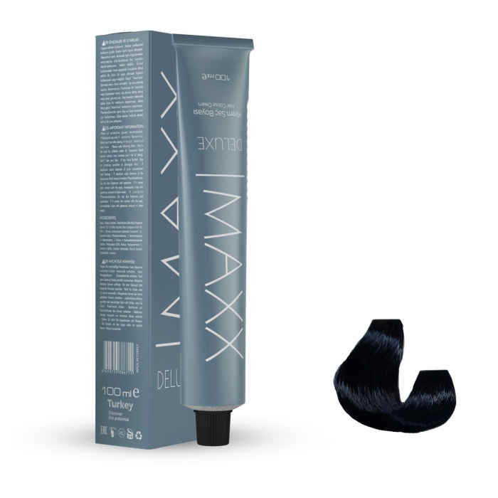 Maxx Deluxe Tüp Boya 1.0 Siyah 60 ml x 4 Adet + Sıvı Oksidan 4 Adet