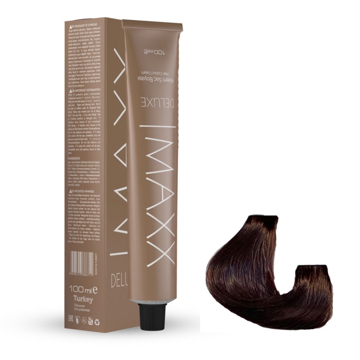 Maxx Deluxe Tüp Boya 6.77 Işıltılı Kahve 60 ml  x 2 Adet + Sıvı Oksidan 2 Adet