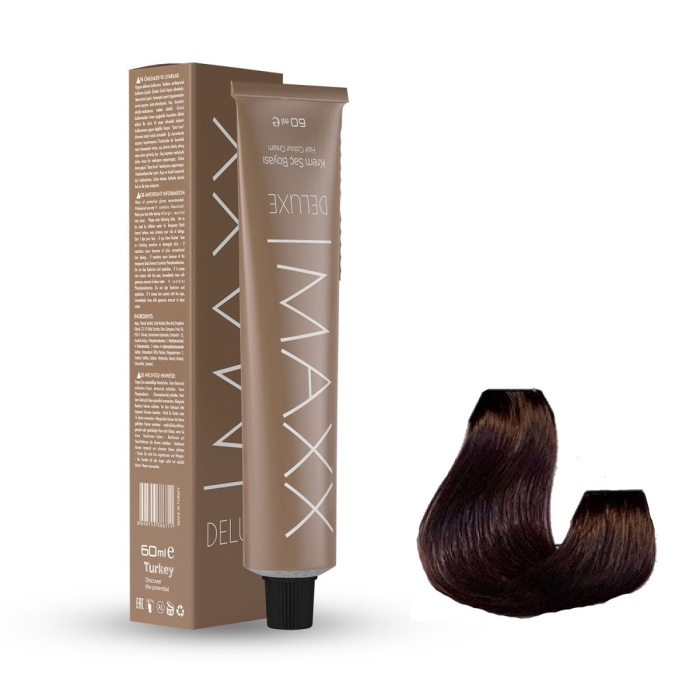 Maxx Deluxe Tüp Boya 6.7 Bitter Çikolata 60 ml  x 2 Adet + Sıvı Oksidan 2 Adet