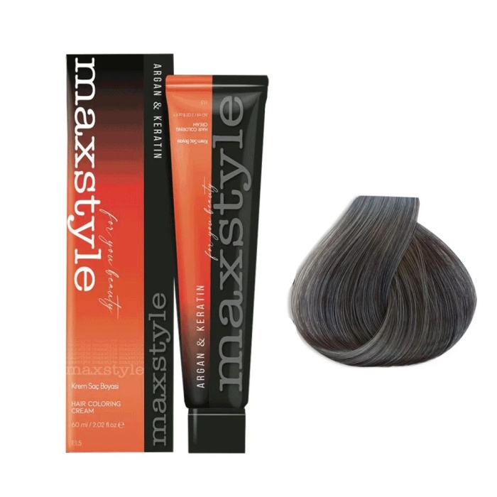 Maxstyle Argan Keratin Saç Boyası 6.1 Koyu Küllü Kumral + Sıvı oksidan