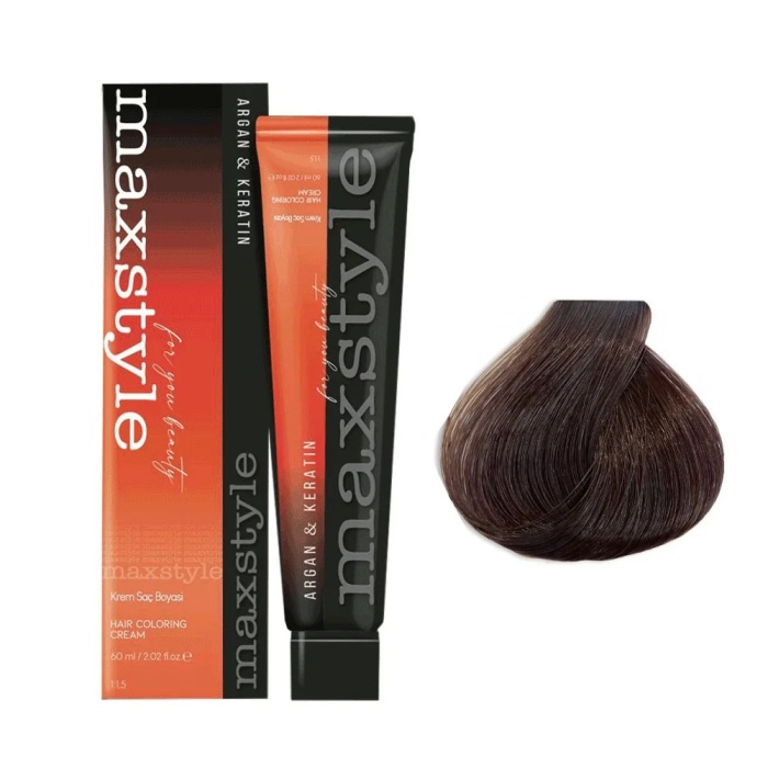 Maxstyle Argan Keratin Saç Boyası 5.35 Bitter Çikolata + Sıvı oksidan