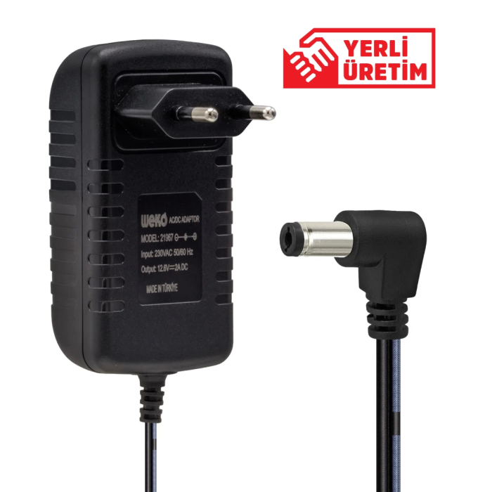 12.6 Volt- 2 Amper 5.5*2.5 Uçlu Kırmızı Yeşil Ledli Yerli Üretim Priz Tipi Şarj Adaptörü