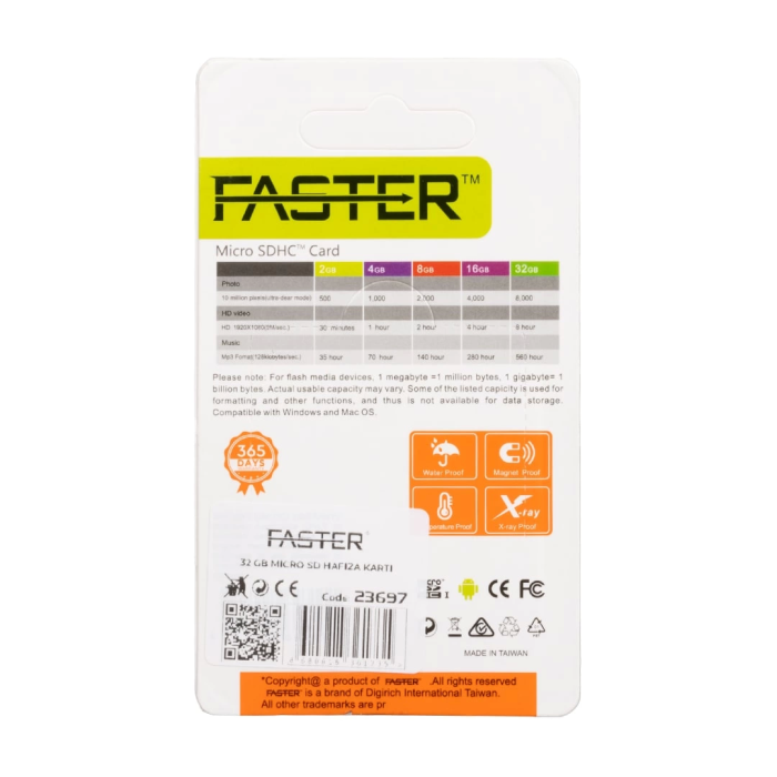 Faster 32 Gb Mıcro Sd Hafıza Kartı