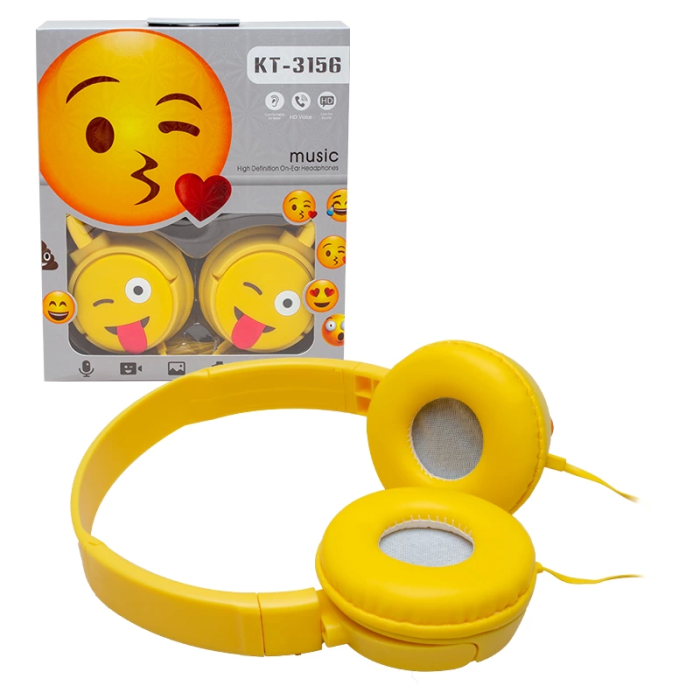 Kt-3156 3.5mm Jacklı Kablolu Kulak Üstü Emoji Kulaklık