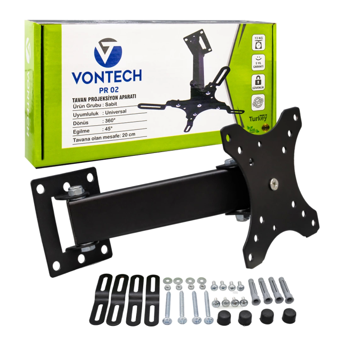 Vontech Pr-02 20 Cm 360 Derece Teleskopik Tavan Projeksiyon Askı Aparatı