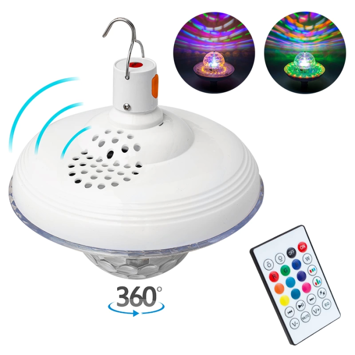 Pm-4193 Bluetooth Destekli Animasyonlu 8 Watt Kumandalı Şarjlı Ufo Tip Disko Topu