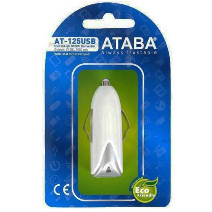 Ataba At-125 Usb 12v Giriş 5 Volt 1000 Ma Araç Çakmak Usb Şarj