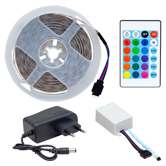 Pm-9383 Silikonsuz 5 Metre Rgb Şerit Led Animasyon Devreli + Adaptör Set