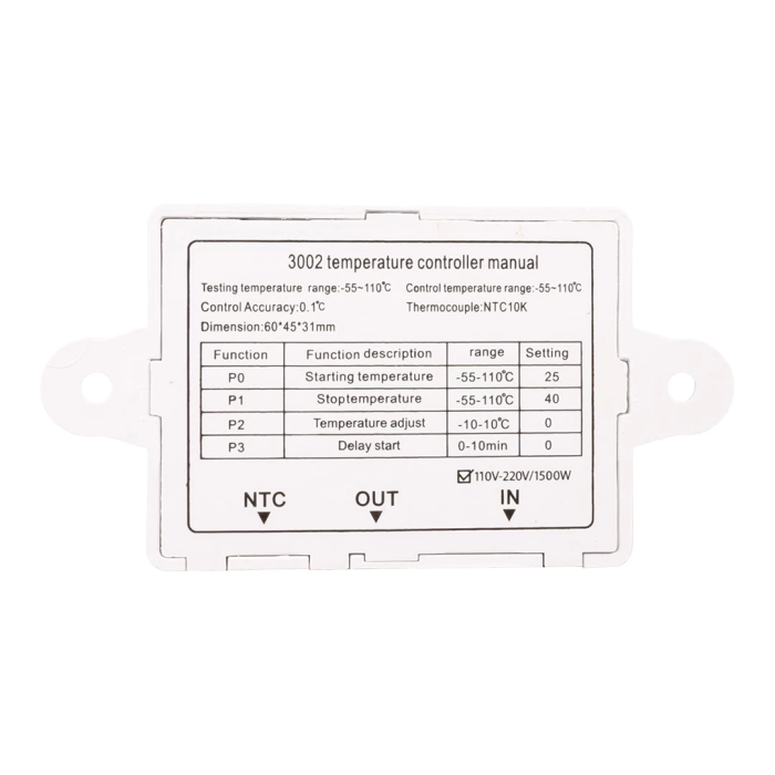 W3002 Dijital Ekran Sıcaklık Kontrol Modülü 10a 12v 24v 110v~220v