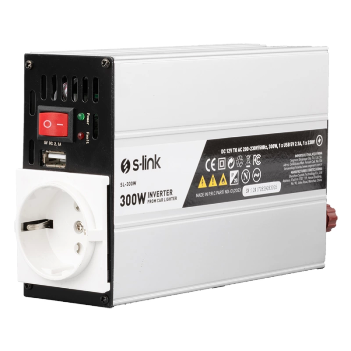 S-lınk Sl-300w 300w Dc12v-ac230v Çakmaktan Power Inverter