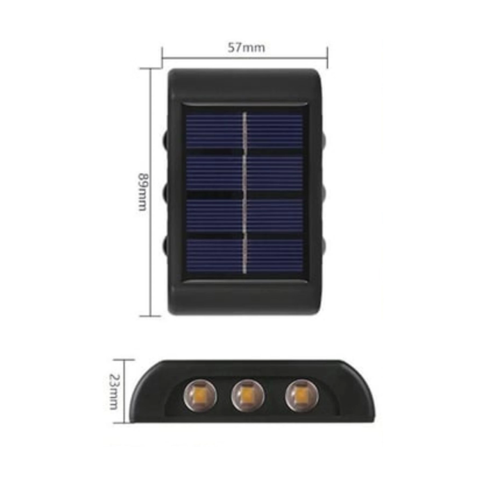 6 Ledli Solar Güneş Enerjili Aplik Led, Dekoratif Duvar Monteli Gün Işığı Led