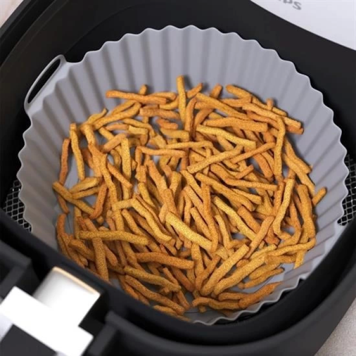 Renkli Isıya Dayanıklı Yıkanılabilir Silikon Fırın Ve Airfryer Yuvarlak Pişirme Matı 20 Cm