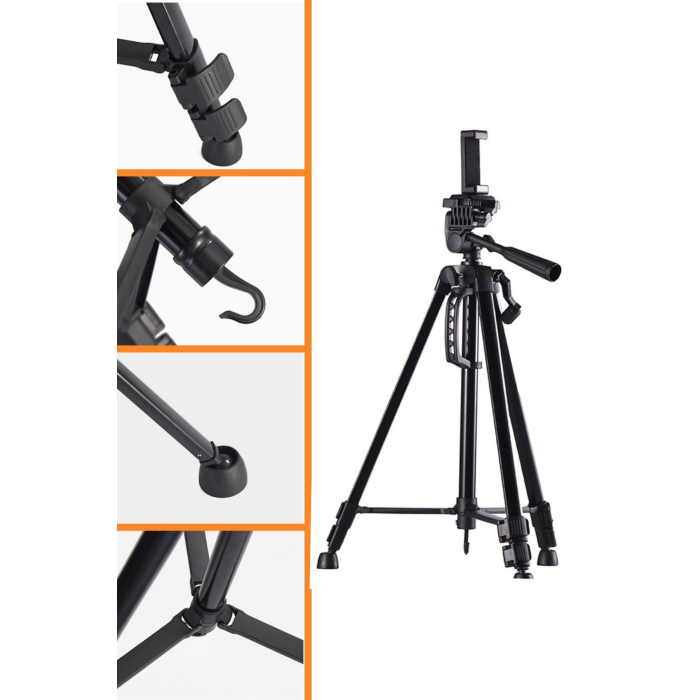 Telefon Ve Fotoğraf Makinası Takılabilen Bluetooth Kumandalı 146 Cm Tripod