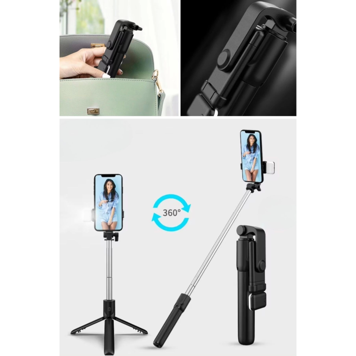 Kendiliğinden Led Işıklı Kumandalı Uzayabilen Selfie Çubuğu,masa Üstü Tripod