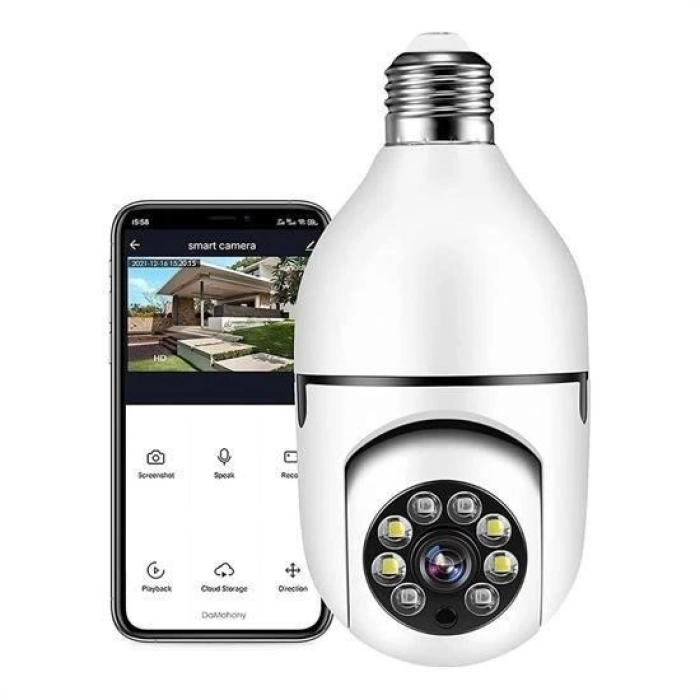 Wifi 360 Panoramik Ampul Kamera Gece Görüş Ses Akıllı Hareket Algılayıcı