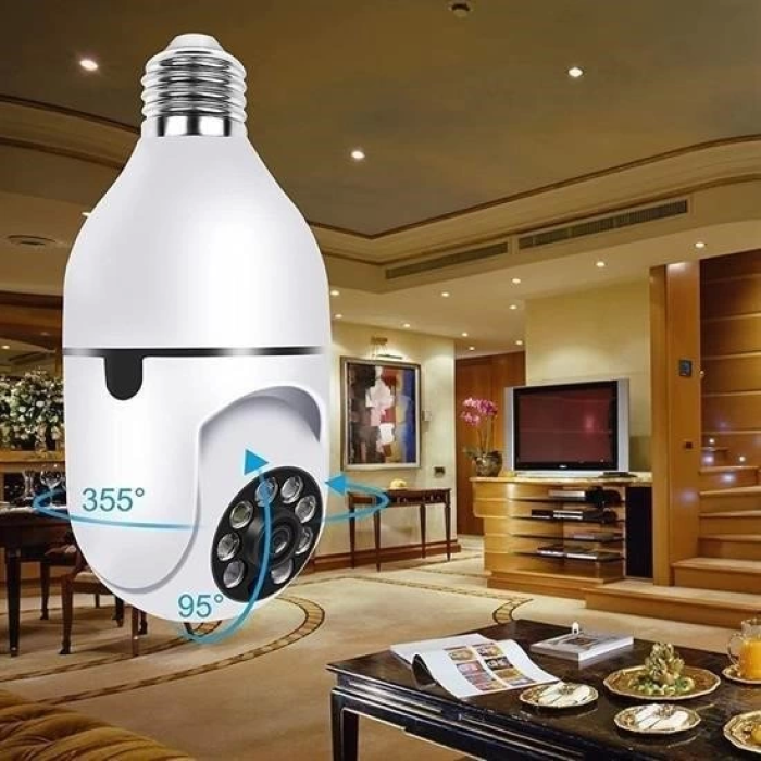 Wifi 360 Panoramik Ampul Kamera Gece Görüş Ses Akıllı Hareket Algılayıcı