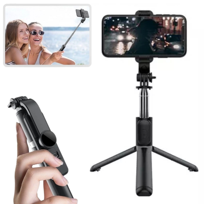 Masaüstü Tripod Olabilen Telefon Tutuculu Kablosuz Kumandalı Selfie Çubuğu