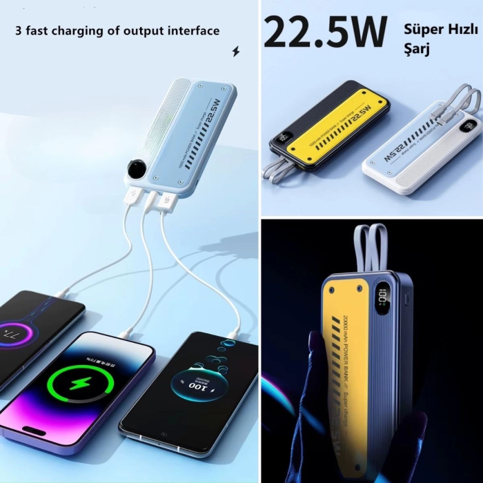 10000 Mah Hızlı Şarj Özellikli Aynı Anda 4 Cihazı Şarj Edebilen Powerbank