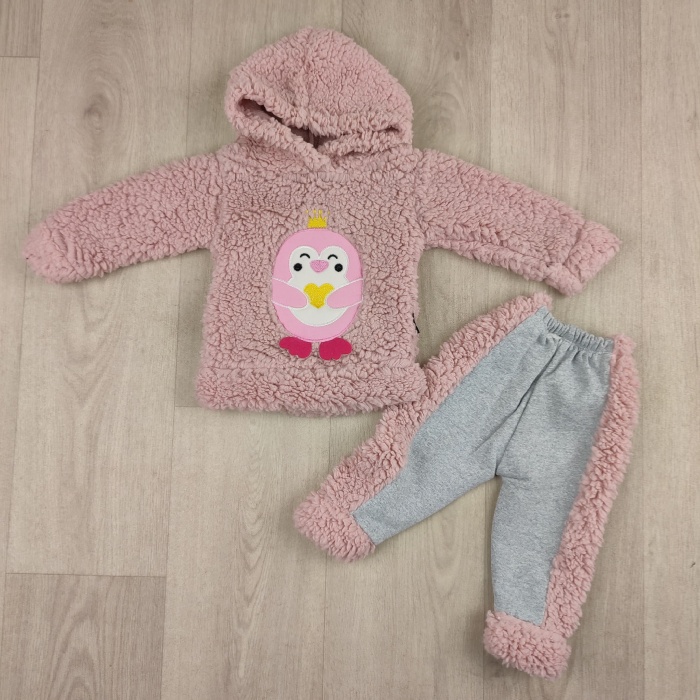 Penguen Baskılı Kapüşonlu Bebek Peluş Takım - GBK101300