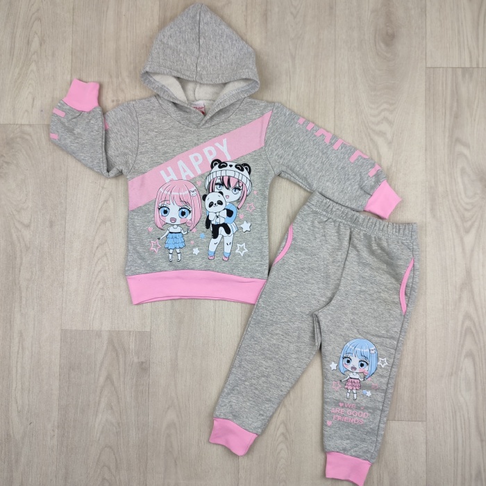 Happy Yazılı Kapüşonlu Kız Çocuk Pijama Takımı - GBK101400