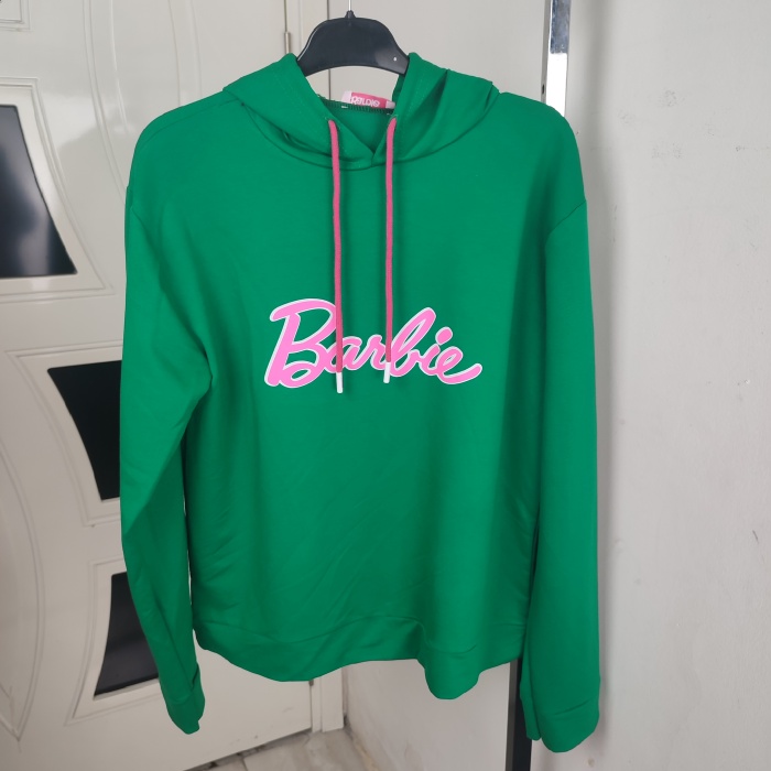 Barbie Baskılı Kapüşonlu Kadın Sweatshirt - GBK101850