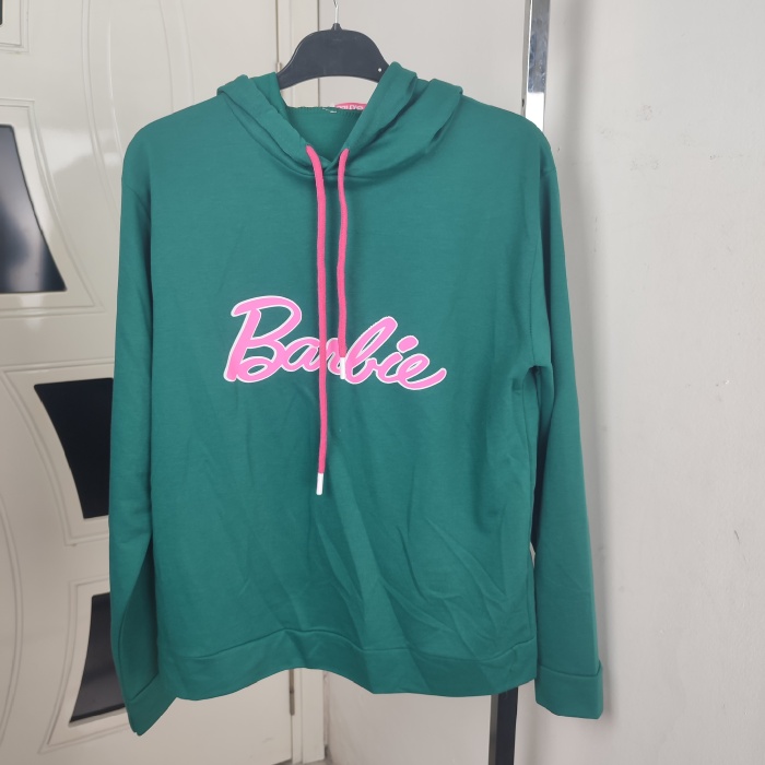 Barbie Baskılı Kapüşonlu Kadın Sweatshirt - GBK101850