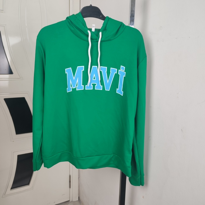 Mavi Baskılı Kapüşonlu Kadın Sweatshirt - GBK101860