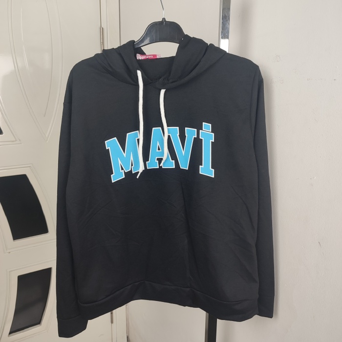 Mavi Baskılı Kapüşonlu Kadın Sweatshirt - GBK101860