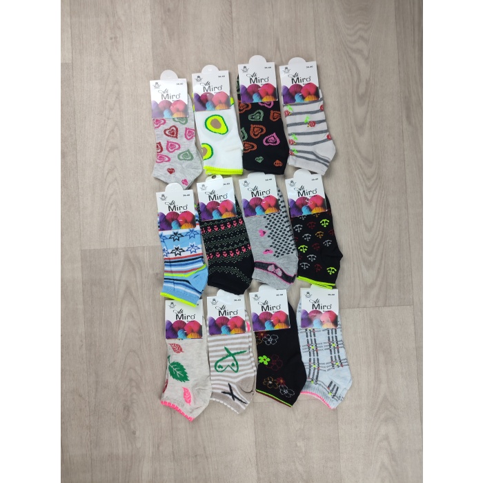 12 Adet Kadın Yazlık Desenli Patik Çorap - GBK105030