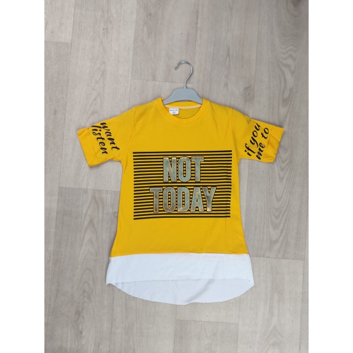 Not Today Yazılı Kapri Kol Kız Çocuk Tişört - GBK106080