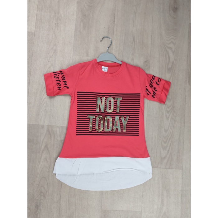 Not Today Yazılı Kapri Kol Kız Çocuk Tişört - GBK106080