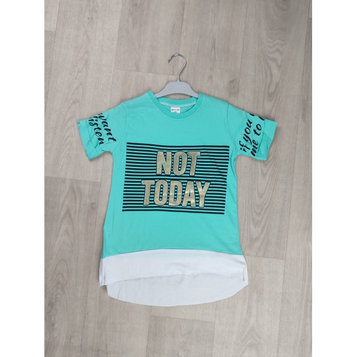 Not Today Yazılı Kapri Kol Kız Çocuk Tişört - GBK106080
