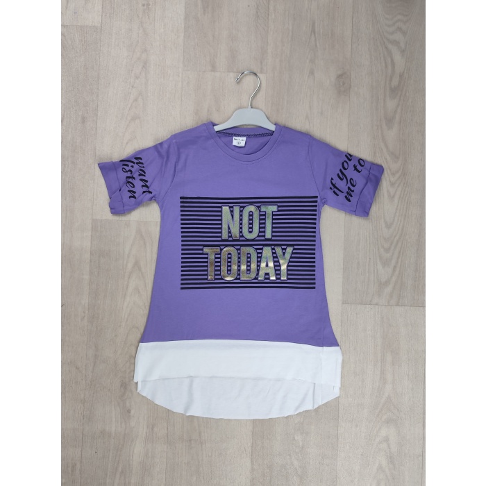 Not Today Yazılı Kapri Kol Kız Çocuk Tişört - GBK106080