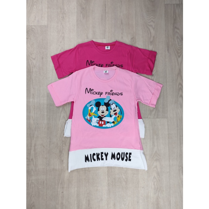 Mickey Mouse Baskılı Kapri Kol Kız Çocuk Tişört - GBK107010