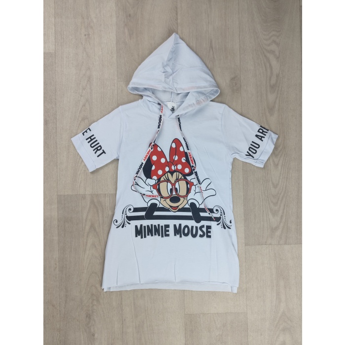 Minnie Mouse Baskılı Kapüşonlu Kız Çocuk Tişört - GBK107020