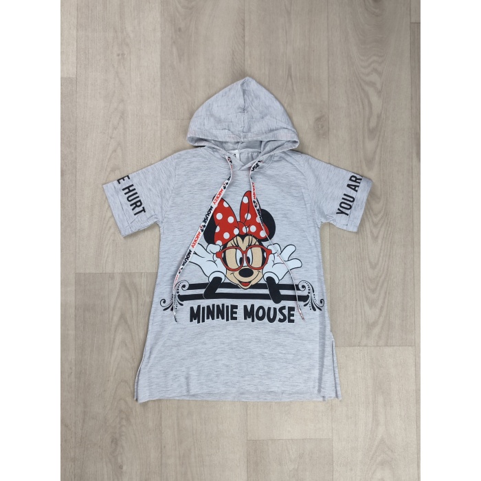 Minnie Mouse Baskılı Kapüşonlu Kız Çocuk Tişört - GBK107020