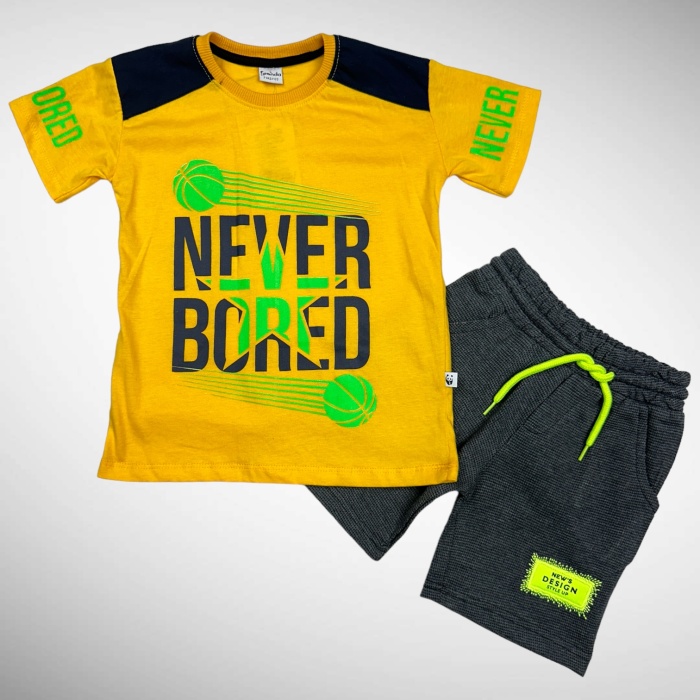 Never Bored Yazılı Çocuk Şort Takım - GBK304010