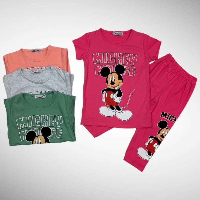 Mickey Mouse Baskılı Kız Çocuk Kapri Tayt Takım - GBK305010